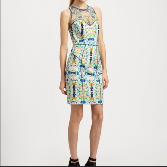 Milly Kaleidoscope Print on Stretch Cotton Mesh Racer Dress Size 2 - Picture 2 of 6